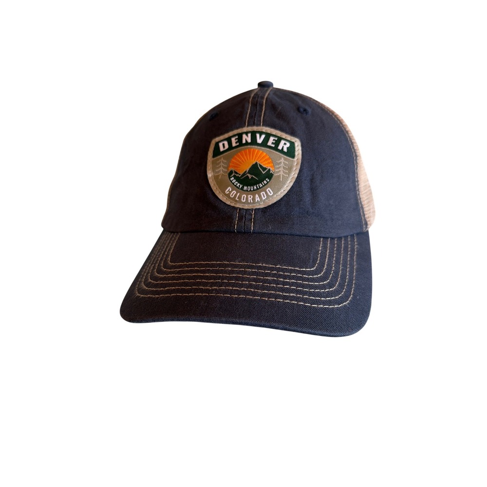 Denver‎ Colorado Mountain Retro Trucker Hat Baseball Cap Tan Mesh Adjustable